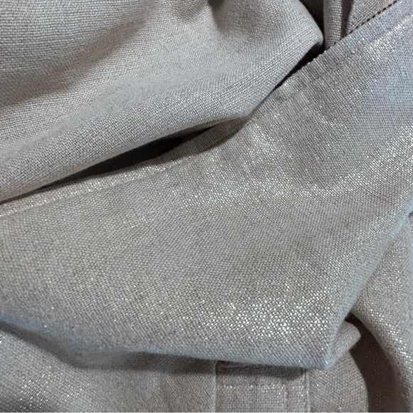 J JILL Sz XL Jacket Hood Drawstring Pockets Unlined Linen Cotton Blend Metallic - Picture 7 of 9